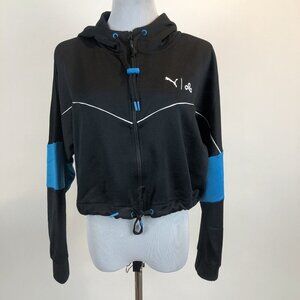 Puma Size Medium Cloud9 Momentum Track Jacket Hooded Drawstring Boxy Cropped New